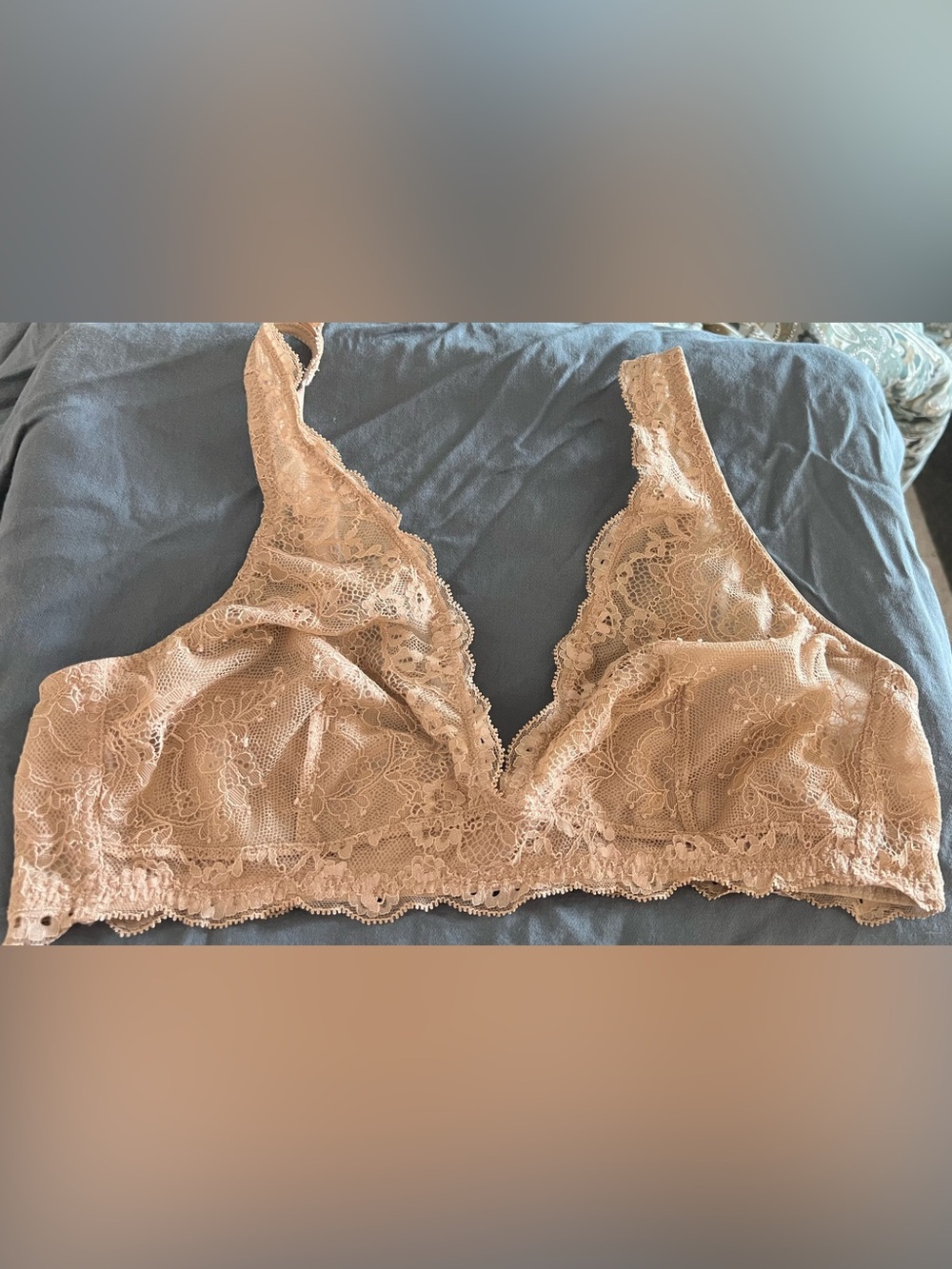 Lace Bralette in Nude - Soft Support Women's Intimates - L